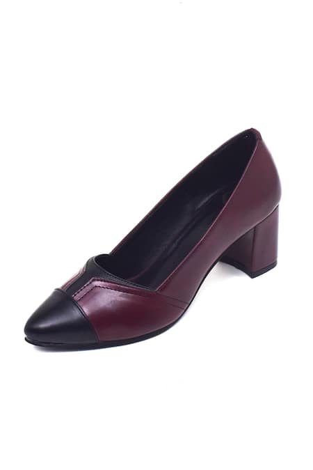 Shop_Yassio_Wine Two-tone Vegan Pumps _Online_at_Aza_Fashions