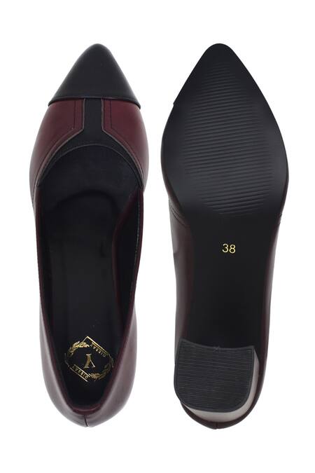 Shop_Yassio_Wine Two-tone Vegan Pumps _at_Aza_Fashions