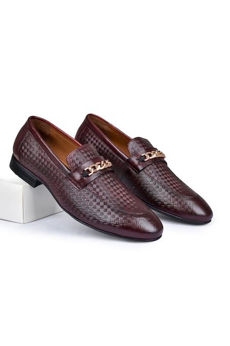 Wednesday Lifestyle Burgundy Jasper Loafers with Gold Trim 