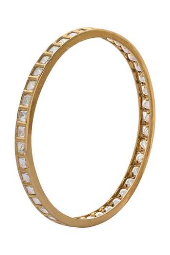 Shop_Nazaakat By Samara Singh_White Crystals Gold And Stone Embellished Bangle Set _Online_at_Aza_Fashions