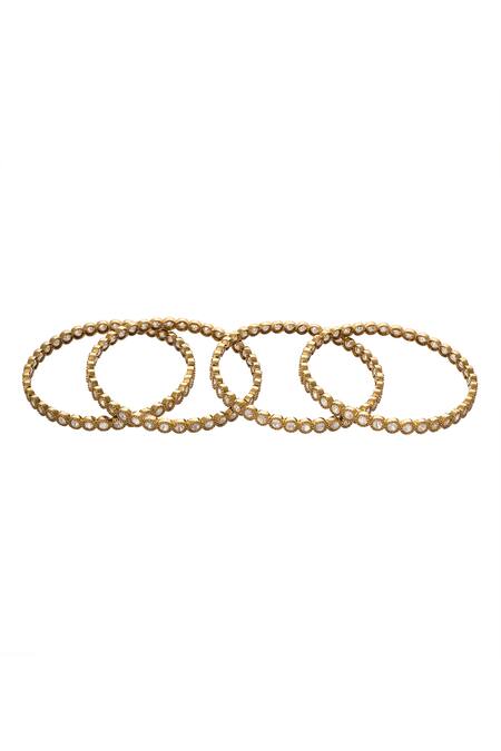 Buy Nazaakat By Samara Singh Gold Plated Crystals And White Beaded Bangles Set Online at Aza Fashions Buy_Nazaakat By Samara Singh_Gold Plated Crystals And White Beaded Bangles Set _Online_at_Aza_Fashions