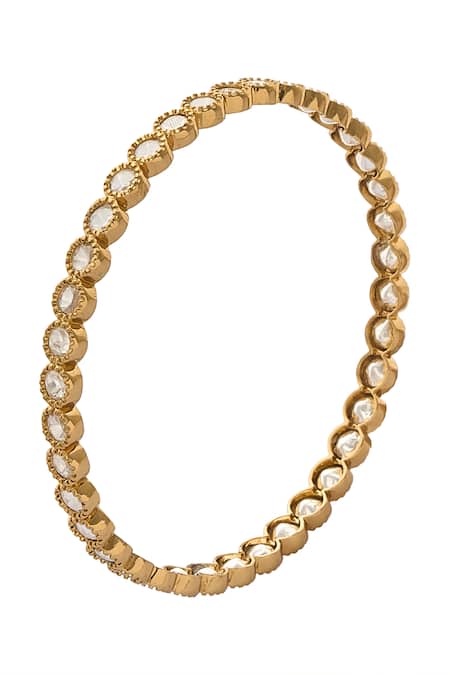 Nazaakat By Samara Singh Gold Plated Crystals And White Beaded Bangles Set at Aza Fashions Nazaakat By Samara Singh_Gold Plated Crystals And White Beaded Bangles Set _at_Aza_Fashions