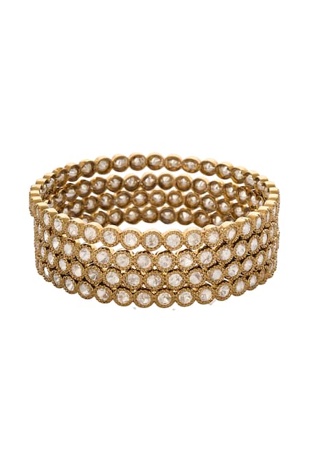 Samyukta Singhania Gold & White Beaded Bangles Set 