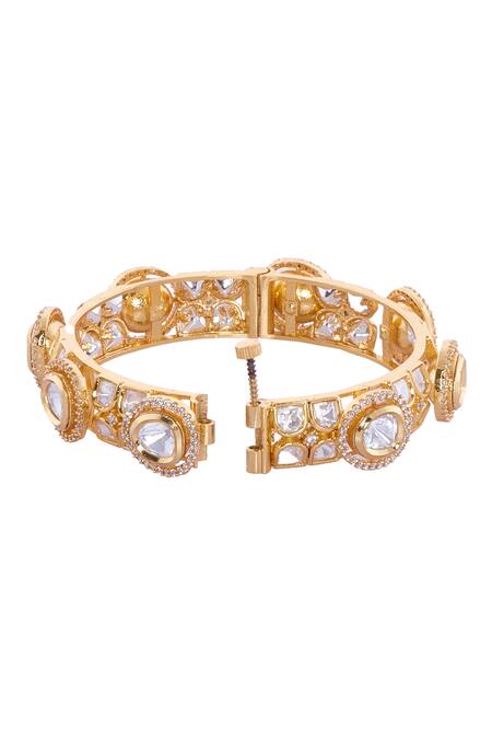 Nazaakat By Samara Singh_Gold Plated Stones Embellished Bangles Set _Online_at_Aza_Fashions