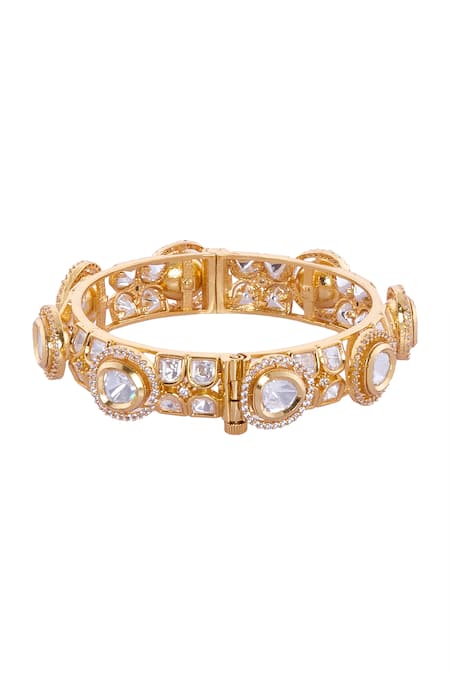 Shop_Nazaakat By Samara Singh_Gold Plated Stones Embellished Bangles Set _Online_at_Aza_Fashions