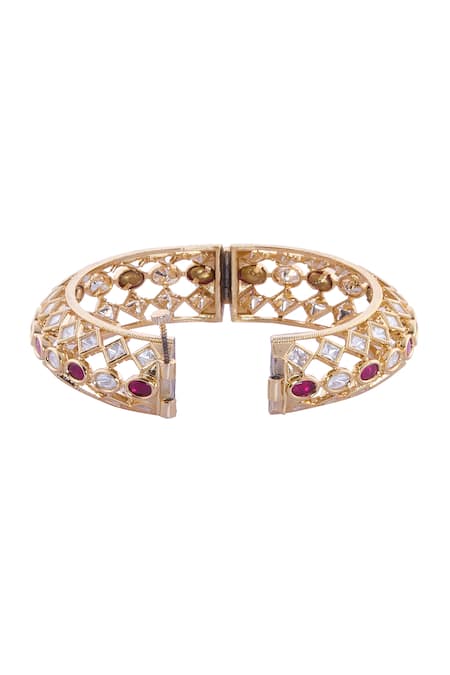 Nazaakat By Samara Singh Gold Plated Stones Red And White Bangles Set Online at Aza Fashions Nazaakat By Samara Singh_Gold Plated Stones Red And White Bangles Set _Online_at_Aza_Fashions