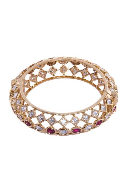 Buy Nazaakat By Samara Singh Gold Plated Stones Red And White Bangles Set Online at Aza Fashions Buy_Nazaakat By Samara Singh_Gold Plated Stones Red And White Bangles Set _Online_at_Aza_Fashions