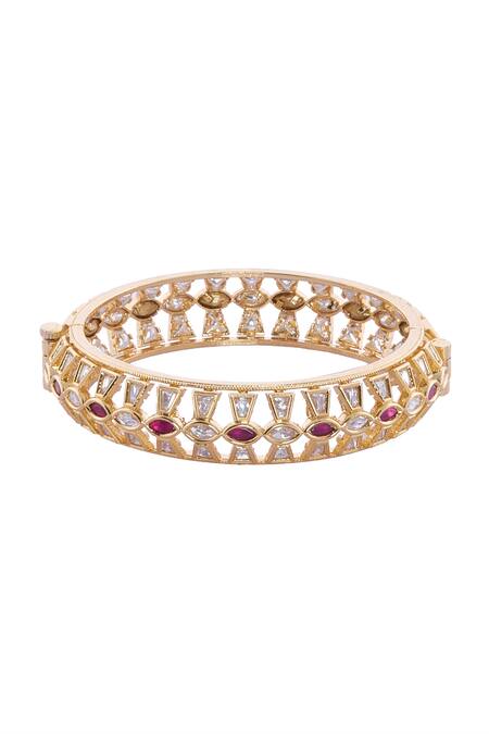 Buy Nazaakat By Samara Singh White Rhinestones Gold Plated Red And Stone Bangles Online at Aza Fashions Buy_Nazaakat By Samara Singh_White Rhinestones Gold Plated Red And Stone Bangles _Online_at_Aza_Fashions