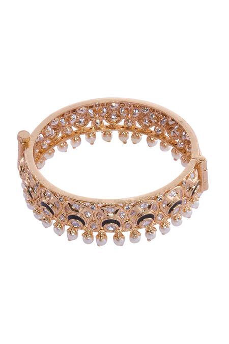 Buy_Nazaakat By Samara Singh_Gold Plated Pearls Embellished Bangles Set _Online_at_Aza_Fashions
