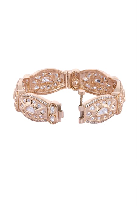 Nazaakat By Samara Singh_Gold Plated Stones Brass Bangles Set _Online_at_Aza_Fashions