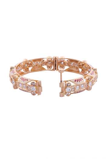Nazaakat By Samara Singh Cream Crystals And Red Stone Embellished Bangles Online at Aza Fashions Nazaakat By Samara Singh_Cream Crystals And Red Stone Embellished Bangles _Online_at_Aza_Fashions