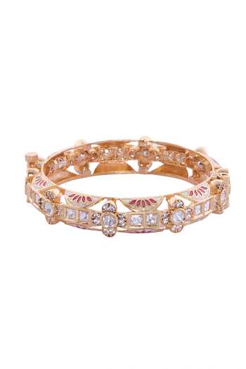 Shop Nazaakat By Samara Singh Cream Crystals And Red Stone Embellished Bangles Online at Aza Fashions Shop_Nazaakat By Samara Singh_Cream Crystals And Red Stone Embellished Bangles _Online_at_Aza_Fashions