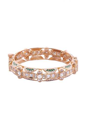 Buy_Nazaakat By Samara Singh_Cream Rhinestones And Green Decorative Bangle Set _Online_at_Aza_Fashions