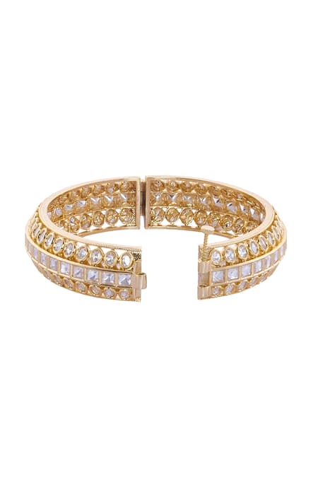 Nazaakat By Samara Singh_Gold Plated Crystals Stone Studded Bangle Set _Online_at_Aza_Fashions