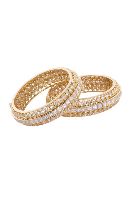Nazaakat By Samara Singh Gold Plated Stone Studded Bangle Set 