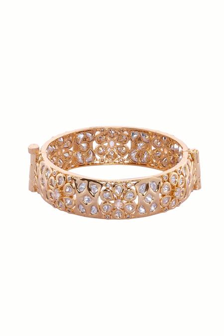Nazaakat By Samara Singh Gold Plated Crystals Cutwork Bangle Set at Aza Fashions Nazaakat By Samara Singh_Gold Plated Crystals Cutwork Bangle Set _at_Aza_Fashions