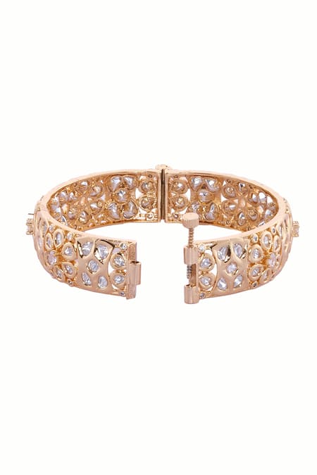 Buy Nazaakat By Samara Singh Gold Plated Crystals Cutwork Bangle Set Buy_Nazaakat By Samara Singh_Gold Plated Crystals Cutwork Bangle Set