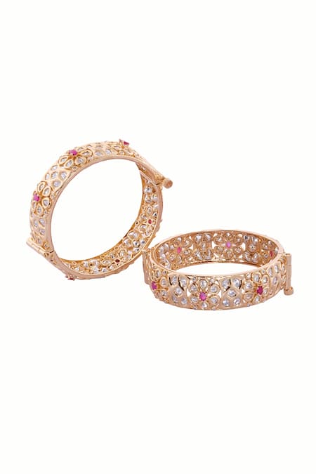 Shop Nazaakat By Samara Singh Gold Plated Stones Decorative Bangles Set at Aza Fashions Shop_Nazaakat By Samara Singh_Gold Plated Stones Decorative Bangles Set _at_Aza_Fashions