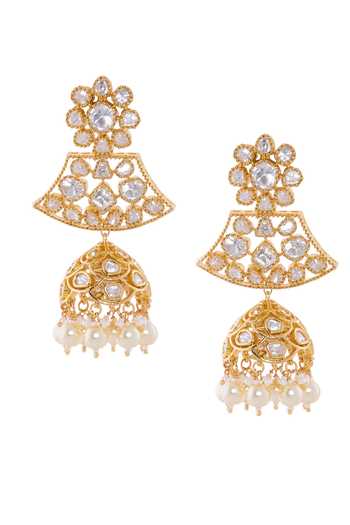 Nazaakat By Samara Singh Brass Dangler Earrings With Pearl Accents 