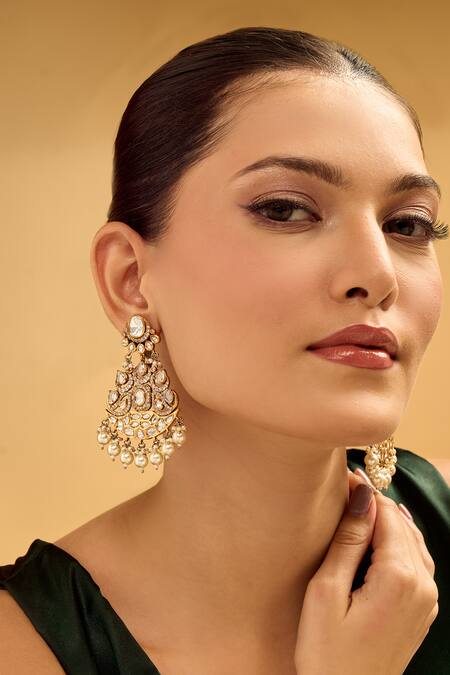 Buy_Nazaakat By Samara Singh_White Pearls Drop Dangle Earrings _Online_at_Aza_Fashions