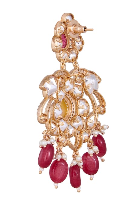 Buy_Nazaakat By Samara Singh_White Floral Design Dangler Earrings _Online_at_Aza_Fashions