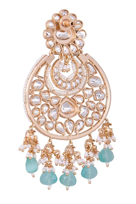 Buy Nazaakat By Samara Singh Gold Plated Stones, Beads Aqua Dangler Earrings Online at Aza Fashions Buy_Nazaakat By Samara Singh_Gold Plated Stones, Beads Aqua Dangler Earrings _Online_at_Aza_Fashions