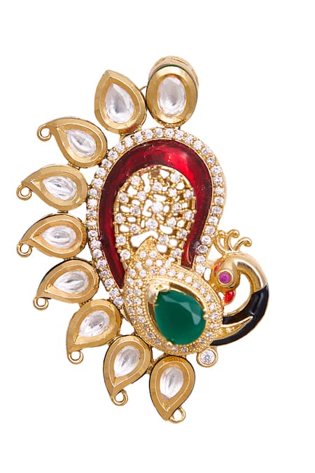 Nazaakat By Samara Singh_Red And Green Statement Earrings _at_Aza_Fashions