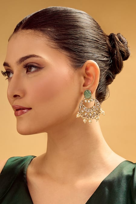 Samyukta Singhania Chandbali Earrings with Pearl Drops 