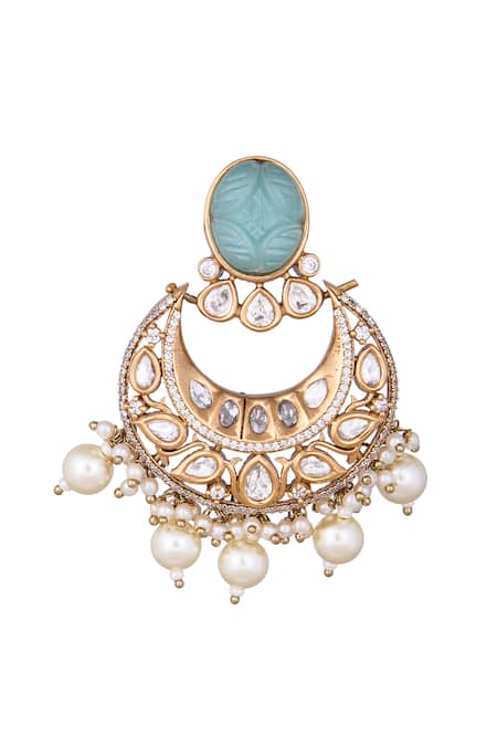 Nazaakat By Samara Singh Chandbali Earrings with Pearl Drops 