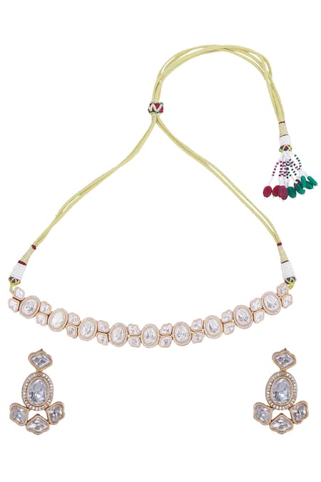 Nazaakat By Samara Singh Gold & White Stone Embellished Jewellery Set 