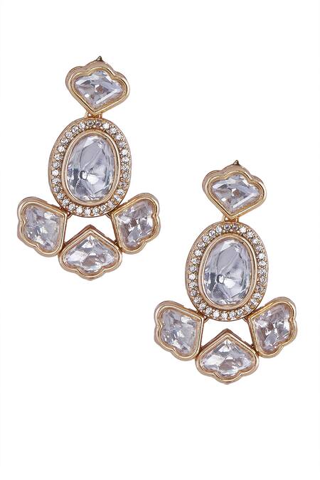 Nazaakat By Samara Singh Gold Plated Stones And White Embellished Jewellery Set at Aza Fashions Nazaakat By Samara Singh_Gold Plated Stones And White Embellished Jewellery Set _at_Aza_Fashions