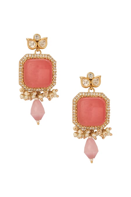 Buy_Nazaakat By Samara Singh_Pink Pearls Stone Embellished Jewellery Set _Online_at_Aza_Fashions