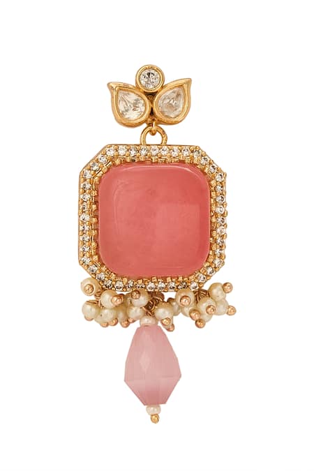 Nazaakat By Samara Singh_Pink Pearls Stone Embellished Jewellery Set _at_Aza_Fashions