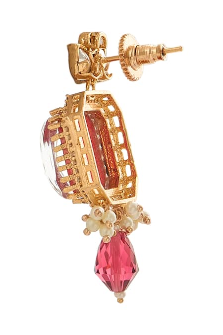 Shop Nazaakat By Samara Singh Red Ruby Stone Embellished Jewellery Set Online at Aza Fashions Shop_Nazaakat By Samara Singh_Red Ruby Stone Embellished Jewellery Set _Online_at_Aza_Fashions