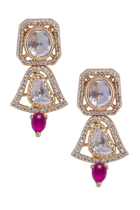 Nazaakat By Samara Singh_Red Stones Ruby Embellished Necklace Set _Online_at_Aza_Fashions