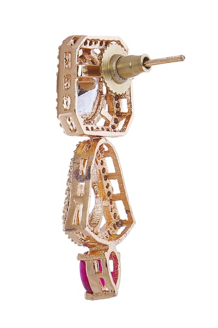 Shop_Nazaakat By Samara Singh_Red Stones Ruby Embellished Necklace Set _Online_at_Aza_Fashions