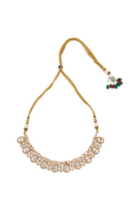 Nazaakat By Samara Singh White Stones Traditional Gold Plated Jewellery Set Online at Aza Fashions Nazaakat By Samara Singh_White Stones Traditional Gold Plated Jewellery Set_Online_at_Aza_Fashions