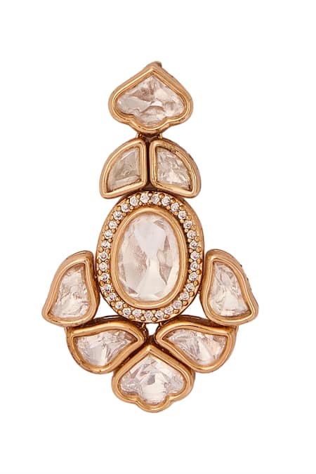 Buy Nazaakat By Samara Singh White Stones Traditional Gold Plated Jewellery Set Buy_Nazaakat By Samara Singh_White Stones Traditional Gold Plated Jewellery Set