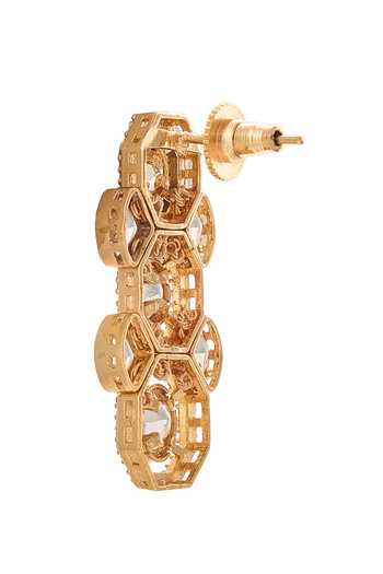 Shop_Nazaakat By Samara Singh_Gold Plated And White Necklace Earring Set _Online_at_Aza_Fashions