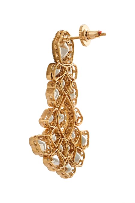 Shop Nazaakat By Samara Singh White Gold Plated Necklace And Earring Set Online at Aza Fashions Shop_Nazaakat By Samara Singh_White Gold Plated Necklace And Earring Set _Online_at_Aza_Fashions