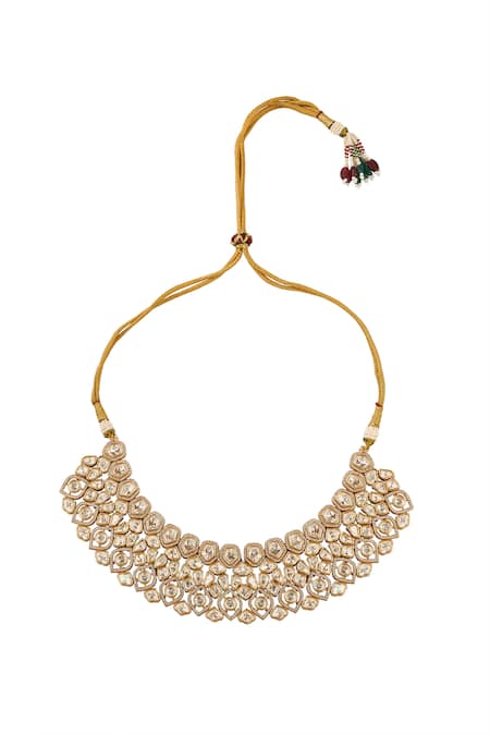 Nazaakat By Samara Singh White Gold Plated Necklace And Earring Set at Aza Fashions Nazaakat By Samara Singh_White Gold Plated Necklace And Earring Set _at_Aza_Fashions