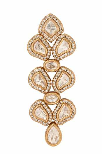 Buy_Nazaakat By Samara Singh_Gold Plated Cut Work, Stones Brass Necklace And Earring Set 