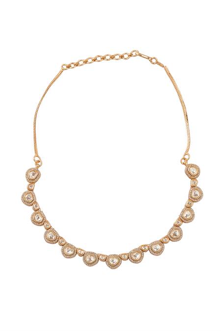 Nazaakat By Samara Singh White Stones Gold And Jewellery Set Online at Aza Fashions Nazaakat By Samara Singh_White Stones Gold And Jewellery Set _Online_at_Aza_Fashions