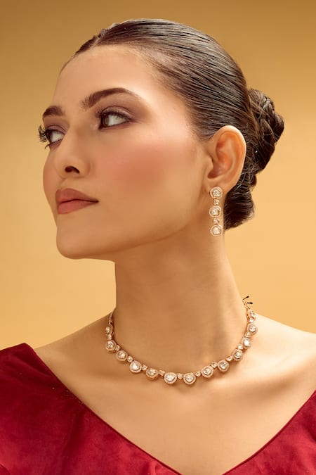 Nazaakat By Samara Singh Gold and White Jewellery Set