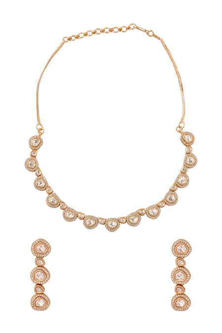 Nazaakat By Samara Singh Gold and White Jewellery Set