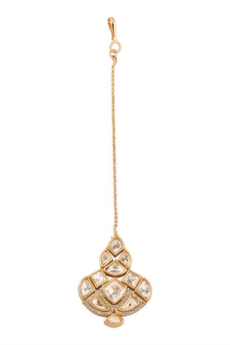 Nazaakat By Samara Singh_White Imitation Diamonds Gold And Stone Embellished Jewellery Set _Online_at_Aza_Fashions