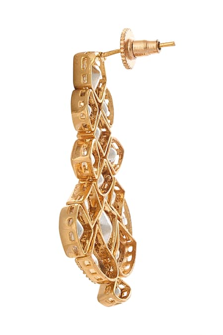 Buy_Nazaakat By Samara Singh_White Imitation Diamonds Gold And Stone Embellished Jewellery Set _Online_at_Aza_Fashions