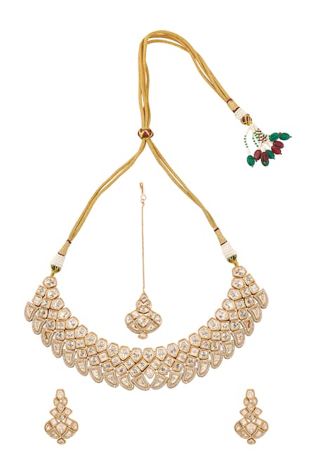 Nazaakat By Samara Singh Gold & White Stone Embellished Jewellery Set