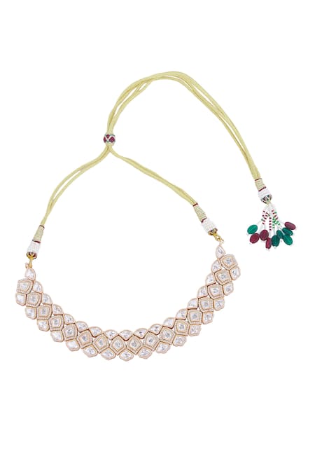 Nazaakat By Samara Singh Gold Plated Stones And White Embellished Jewellery Set Online at Aza Fashions Nazaakat By Samara Singh_Gold Plated Stones And White Embellished Jewellery Set _Online_at_Aza_Fashions