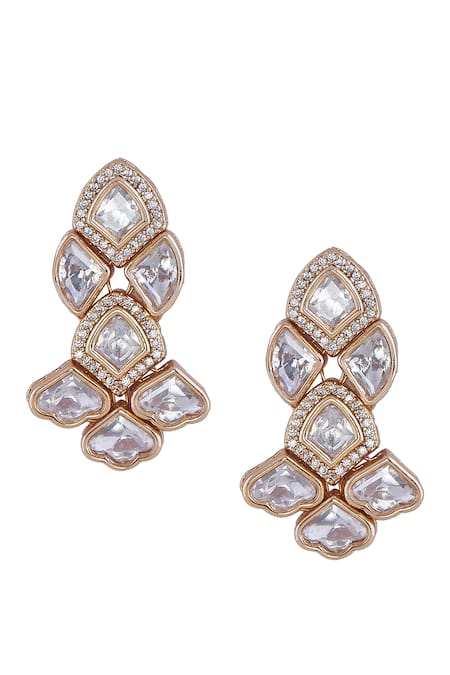 Shop Nazaakat By Samara Singh Gold Plated Stones And White Embellished Jewellery Set Online at Aza Fashions Shop_Nazaakat By Samara Singh_Gold Plated Stones And White Embellished Jewellery Set _Online_at_Aza_Fashions